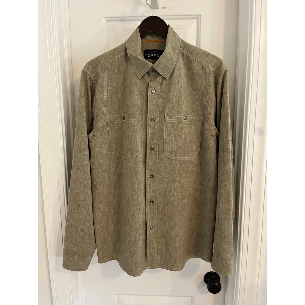 Orvis  Khaki Tan Tech Performance Long Sleeve Button Down